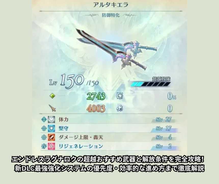 エンドレスラグナロクの超越おすすめ武器と解放条件を完全攻略！新DLC最強強化システムの優先度・効率的な進め方まで徹底解説